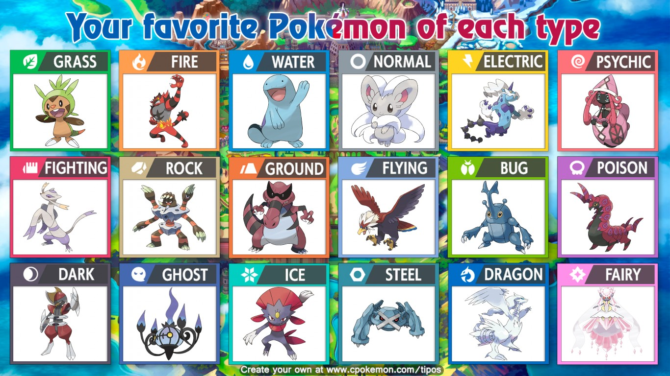 favorite pokeyman of each type | Smogon Forums