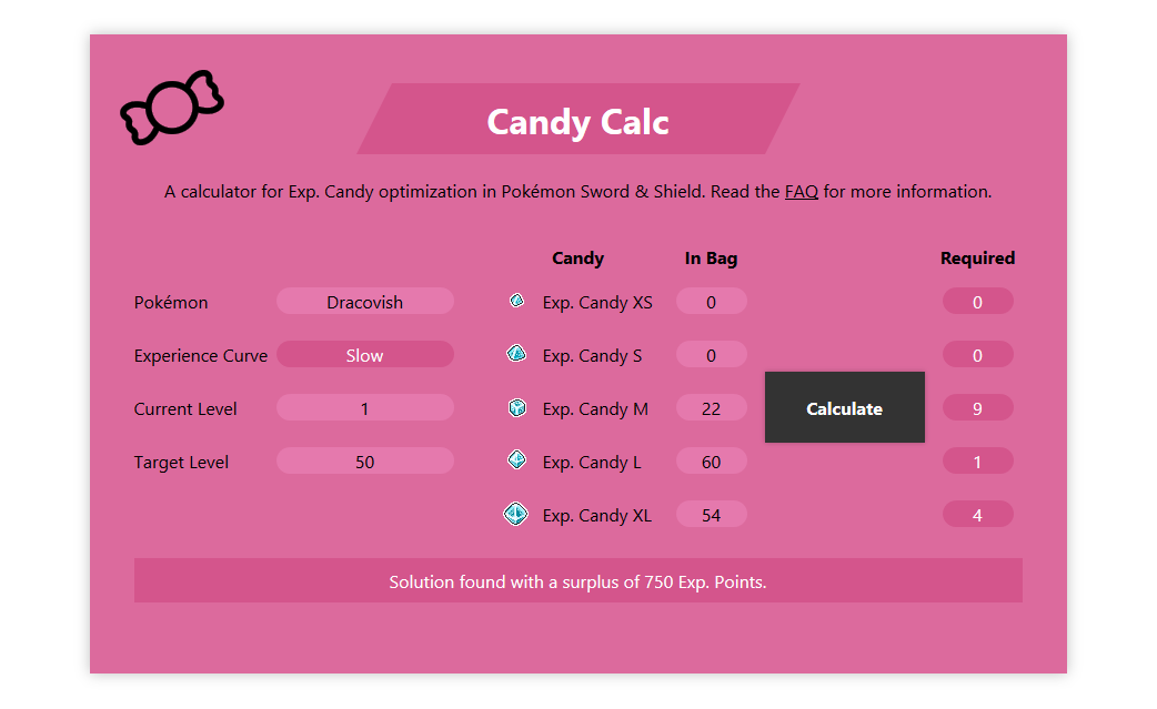 Programming - Exp. Candy Calculator | Smogon Forums