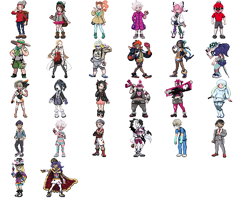 Original Pokémon sprites of the avatars representing the Pokémon